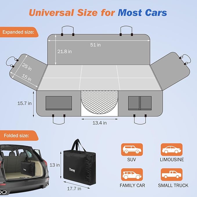 Dog Car Seat Cover for Back Seat 330lbs Waterproof