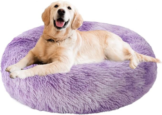 Aurako Cat Bed Dog Bed Round Cushion Pet 28" Purple