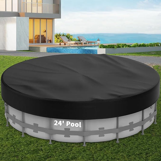 24FT Round Pool Cover Pool Covers for Above Ground Pools 210D Solar Pool Cover Heavy Duty Pool Covers Resist Tear and Fade