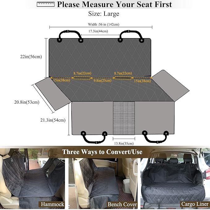 VIVAGLORY Dog Car Seat Cover with Mesh Visual Window
