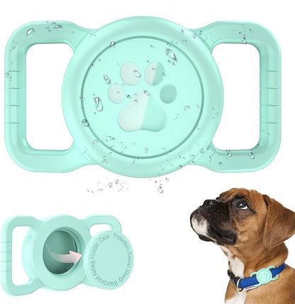 SANKALA Airtag Dog Collar Holder, [1 Pack] Waterproof Dog Airtag Holder, Silicone Full Body Covered Anti-Lost Protective Apple Air Tag Holder for Pet Collar - Fits All Width Collars, Mint Green