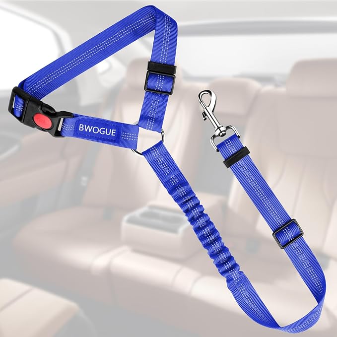 BWOGUE Pet Dog Cat Seat Belts, Car Headrest Restraint Adjustable Safety Leads Vehicle Seatbelt Harness (1 Pack)