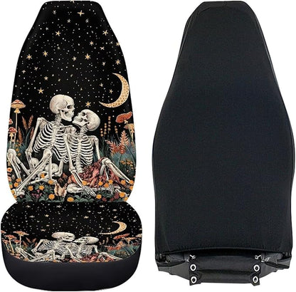 Halloween Skull Mushroom Moon Car Seat Covers Washable Seat Protector for Women Men Automotive Vehicle Seat Covers Car Interior Accessories for Cars