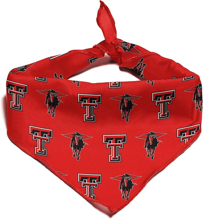 NCAA Officially Licensed Bandana for Dogs and Cats | Fits Pets Great Gift Idea | Easy-to-Tie (Large, Texas Tech Red Raiders)