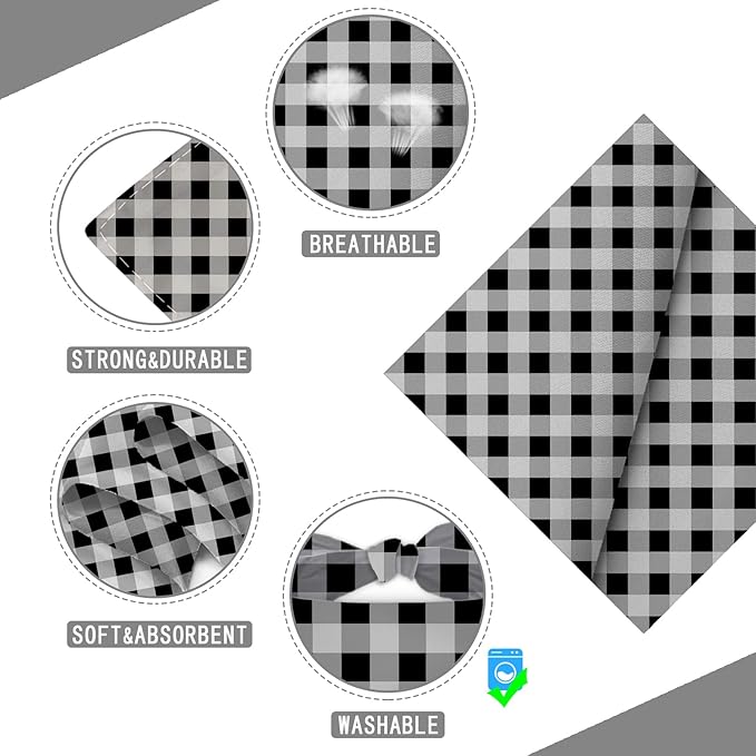 Black White Grid Dog Bandana Washable Pets Scarf Triangle Adjustable Handkerchief