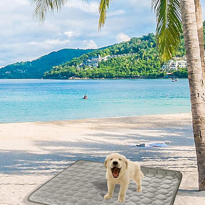 VeMee Summer Cooling Mat for Dogs Cats Ice Silk Self Dog Cooling Mat Breathable Pet Crate Pad Portable & Washable Pet Cooling Blanket for Outdoor or Home (40 X 28in