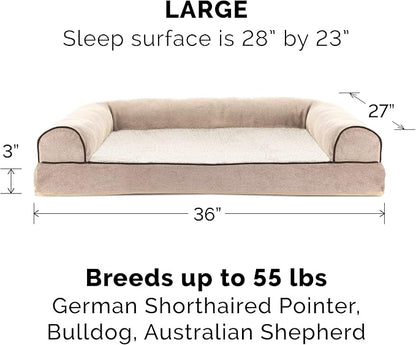 Furhaven Orthopedic Dog Bed for Large/Medium Dogs w/ Removable Bolsters & Washable Cover 55 lbs