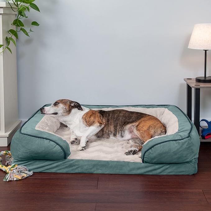 Furhaven Orthopedic Dog Bed for Large/Medium Dogs w/ Removable Bolsters & Washable Cover 55 lbs