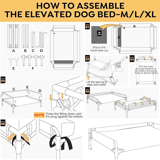 Veehoo Elevated Raised Dog Bed-Cooling Outdoor Dog Cots 44"x 32"