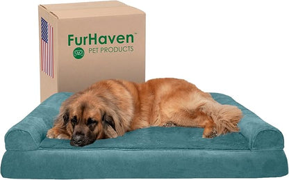 Furhaven Orthopedic Dog Bed for Large Dogs w/ Removable Bolsters & Washable Cover 125 lbs