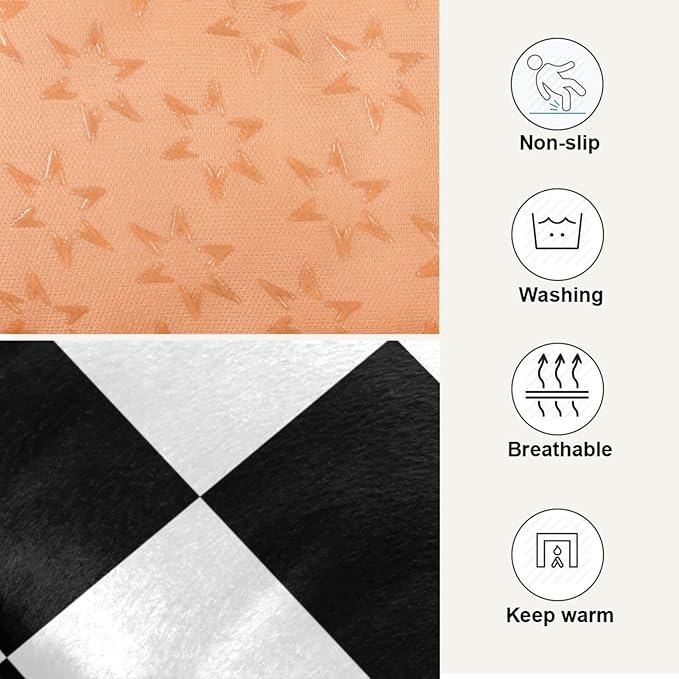 Checkerboard Pet Bed Pad Soft Dog Bed Mat with Anti-Slip Bottom 36'' x 24''