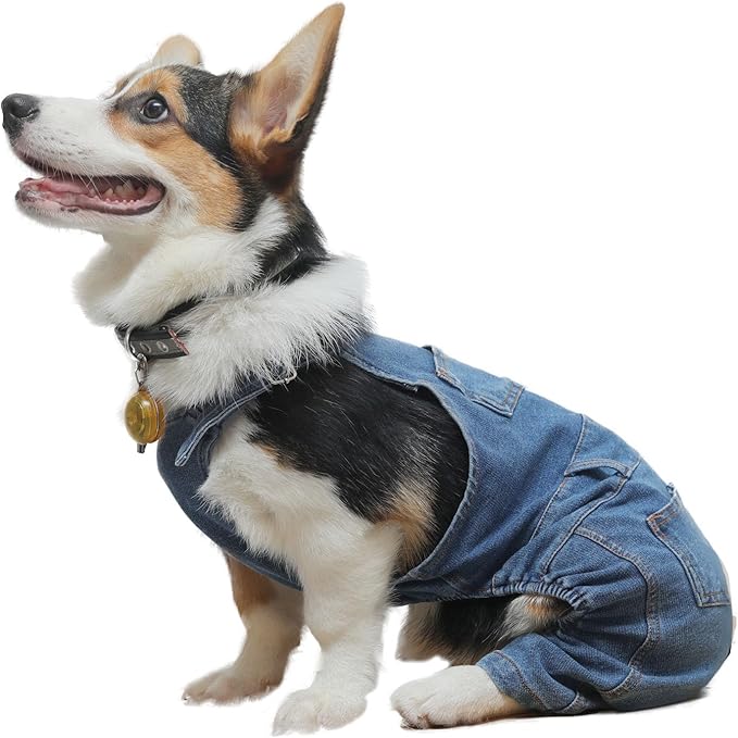 Dog Denim Jumpsuit Overalls, Dog Jeans Overalls Clothes, Puppy Costumes for Small Medium Dogs Cat