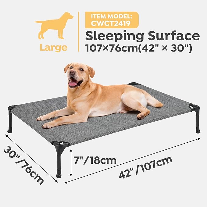 Veehoo 2 Pack Raised Dog Bed 42" x 30", Black CWC1803-L