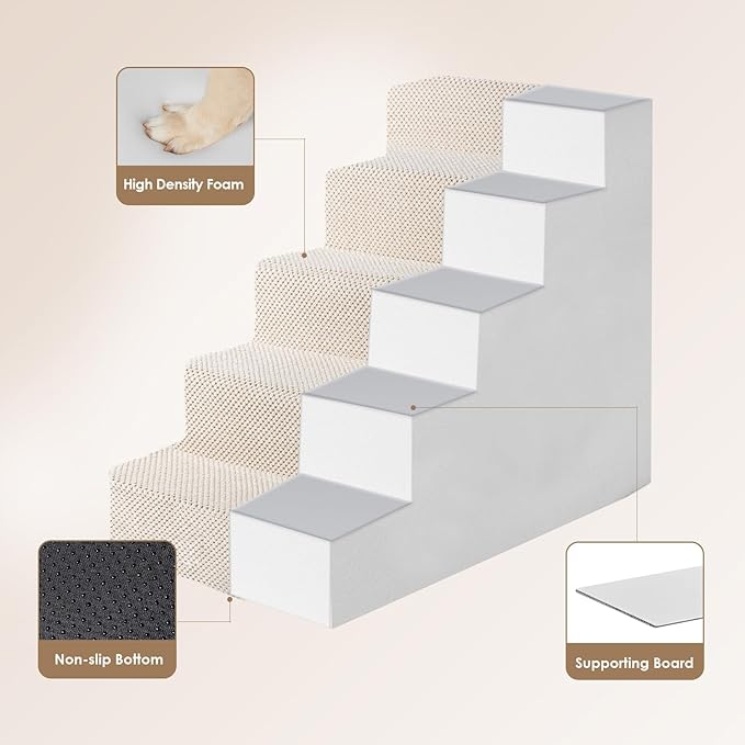 EHEYCIGA Dog Stairs for High Bed 22.5”H 5-Step Dog