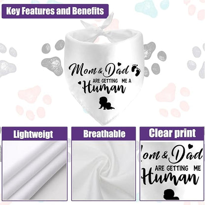 Mom&Dad are Getting Me a Human Dog Bandanas, Pregnancy Announcement Dog Bandanas, Pregnancy Reveal Ideas, Gender Reveal Photo Prop Pet Scarf Accessories (White)