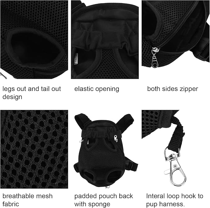 Dog Backpack, Hands Free Dog Carrier Backpack, Adjustable Pet Travel Bag, Pet Carrier Backpack Leg Out, Portable Pet Backpack for Small Medium Dogs Cats Puppies(Small-Black)