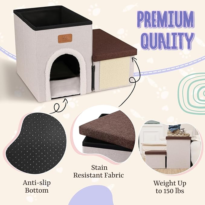 downluxe Dog Stairs for Small Dogs (2-Step Pet
