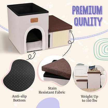 downluxe Dog Stairs for Small Dogs (2-Step Pet
