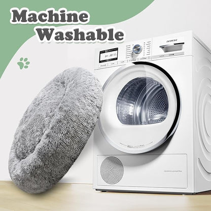 JOLLYVOGUE Black Calming Donut Dog Bed (20")