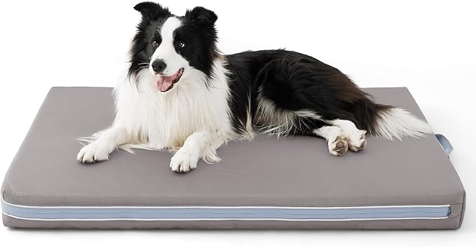 Bedsure Chewproof Durable Outdoor Waterproof Dog Bed with Heavy Duty Cover (44"x32", Grey)