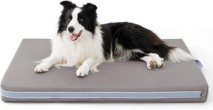 Bedsure Chewproof Durable Outdoor Waterproof Dog Bed with Heavy Duty Cover (44"x32", Grey)