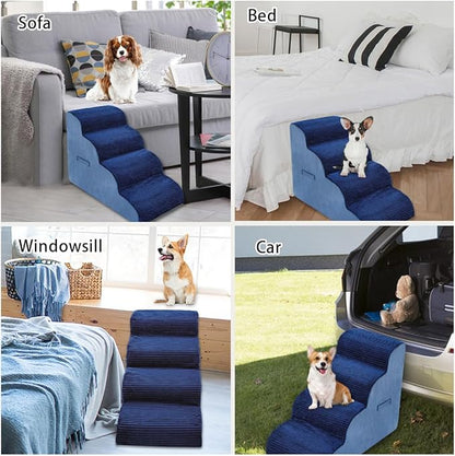 High Density Foam Dog Stairs Steps 20.8’’ Non-Slip 4-Tiers (Navy