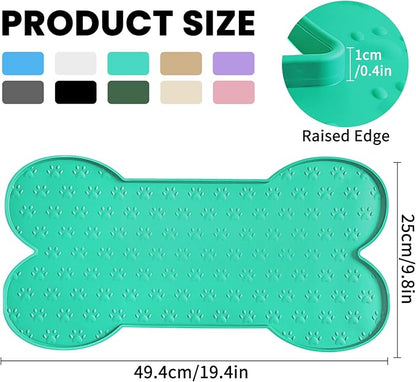 Dog Food Mat Anti-Slip Silicone Dog Bowl Mat Thicker Pet Placemat Waterproof Cat Feeder Pad with Raised Edge Puppy Kitten Feeding Mats Suitable Small Medium-Sized Dogs Cats Eating Tray