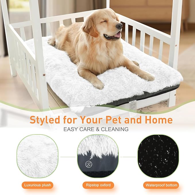KISYYO Dog Beds for Large Dogs Fixable Deluxe Cozy Dog Kennel Beds for Crates Washable Dog Bed 36 x 23 x 3 Inches,