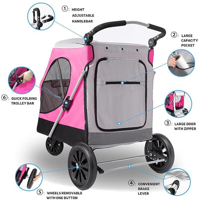 Dog Stroller for Large Dogs 3 Wheel 100 LBS