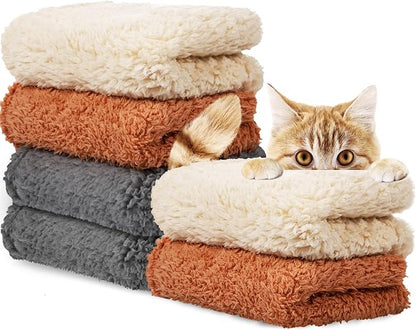 Newwiee 6 Pcs Blankets for Dogs Washable,Soft Warm Fluffy Fleece Pet Blanket,cat Calming Blankets,Flannel Throw for Small Medium Pet, Gray/Beige/Khaki(24 x 18 Inch)