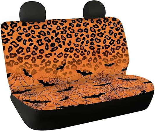 AFPANQZ Halloween Leopard Bat Car Back Seat Covers Protector Rear Car Seat Cushion Dust and Scratch Proof Universal Fits Car