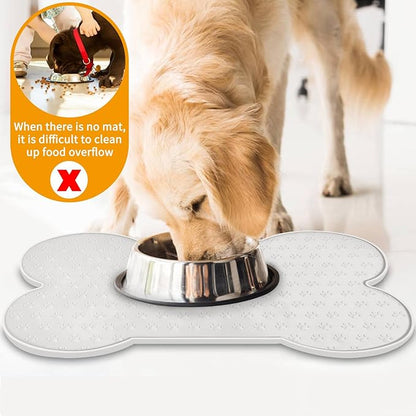 Dog Food Mat Anti-Slip Silicone Dog Bowl Mat Thicker Pet Placemat Waterproof Cat Feeder Pad with Raised Edge Puppy Kitten Feeding Mats Suitable Small Medium-Sized Dogs Cats Eating Tray