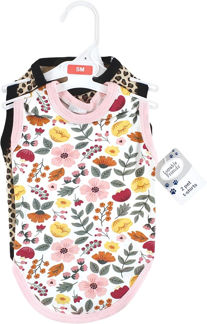 Luvable Friends Dog Pet Dog and Cats Cotton T-Shirts 2pk