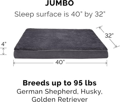 Furhaven Replacement Dog Bed Cover Terry & Suede Mattress, Machine Washable - Gray, Jumbo (X-Large)