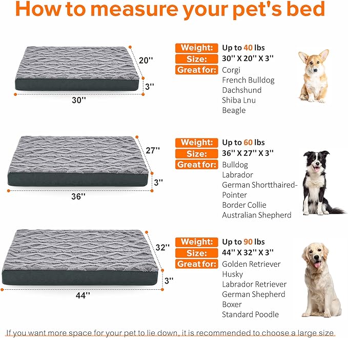 JOEJOY Orthopedic Dog Bed for Medium Dogs 30x20 Inch