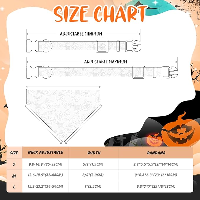 Halloween Dog Collar with Detachable Bandana