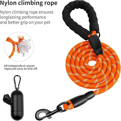 Heavy Duty Dog Leash for Large Medium Small Breed Dogs Handle,4/5/6 FT Holder,Orange,1/2 inch