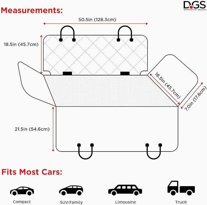 Dog Gone Smart 3-in-1 Nonslip Back Seat Cover & Hammock 54"x61" in