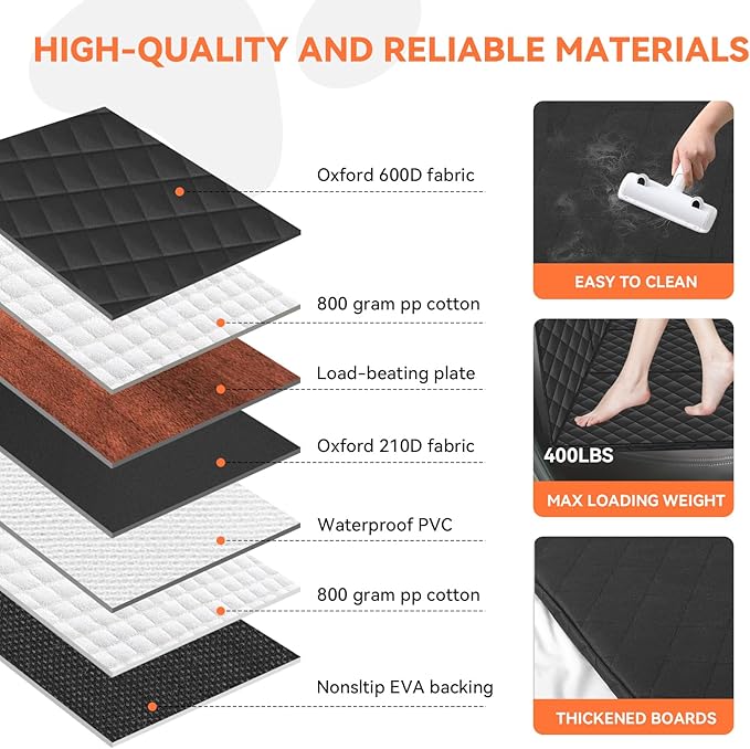 Car Back Seat Extender for Dogs Hard Bottom Car Seat Cover for Dogs, Support 400lbs,Dog Car Seat Cover with Hard Bottom Dog Car Seat Bed, Dog Backseat Hammock Seat for Cars, SUVs, Trucks