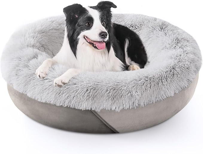 JOEJOY Calming Dog Bed for Small Medium Large Dogs (36", Grey)