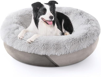 JOEJOY Calming Dog Bed for Small Medium Large Dogs (36", Grey)