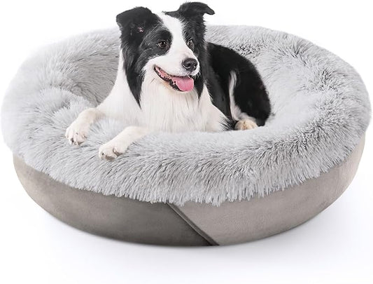 JOEJOY Calming Dog Bed for Small Medium Large Dogs (36", Grey)