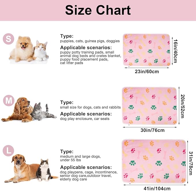 Dono 1 Pack 3 Dog Blankets, Soft Fluffy Fleece Pet Blanket Warm Sleep Mat Paw Print Design Puppy Kitten Throw Blanket Doggy Mat, Blanket for Dogs