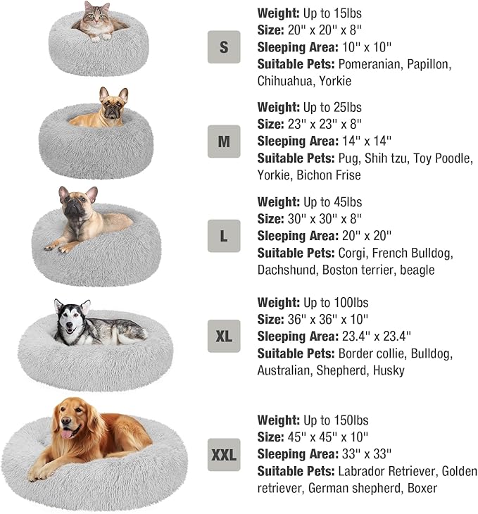 Veehoo Calming Dog Bed for Large Medium Dog 100 lbs 36", Light