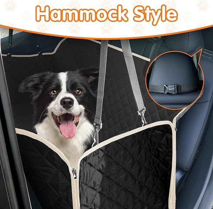 BESTSWEETIE 2024 Newest Dog Car Seat Cover for Back Seat 100% Waterproof