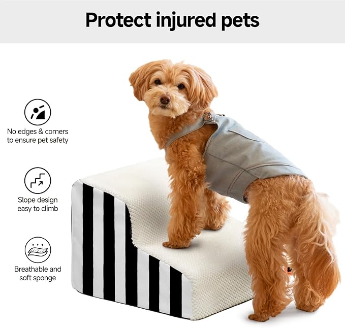 MEWOOFUN Dog Stairs for Small Dogs 2-Tier Dog 50lbs Small