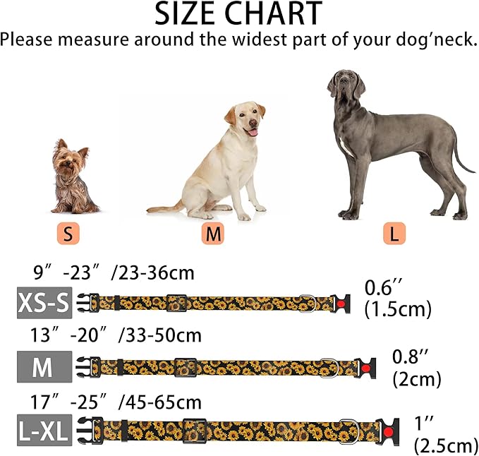 Cute Floral Dog Collar for Small Medium Large Dogs 1,L