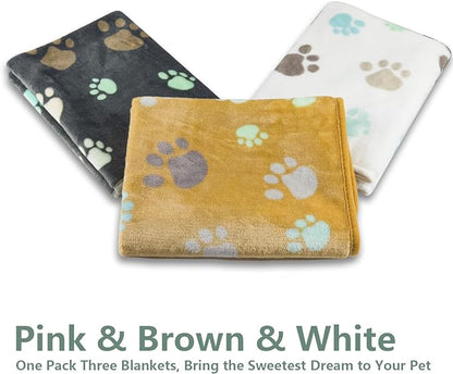 LeapSheep Pet Blankets for Dogs Cats - 3Pack Heart Pattern Super Soft Fluffy Dog Blankets for Small Medium Large Doggy Kitten (Big Paws, Large)