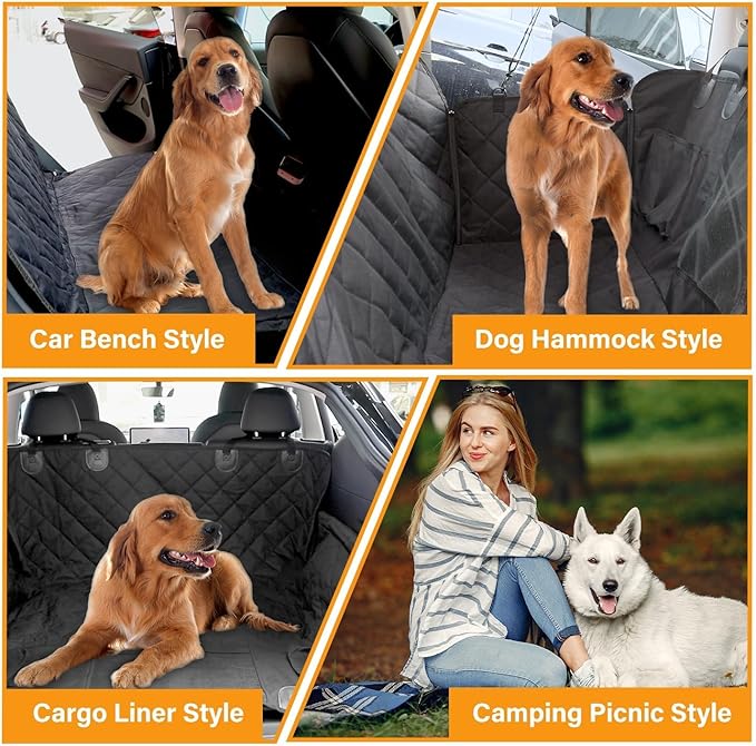 Simple Deluxe Dog Car Seat Cover with Mesh Window and 3 Storage Pocket