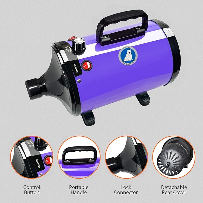 Pet Grooming Dryer with Adjustable Speed and Temperature Control